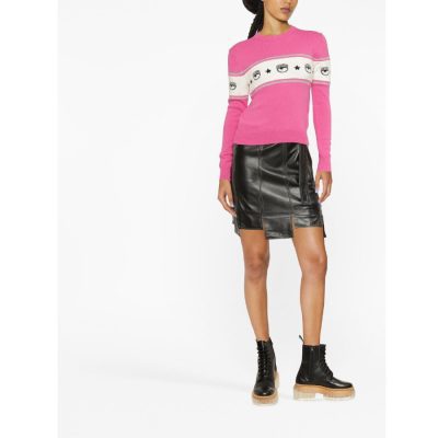 Chiara Ferragni logo-print long-sleeve jumper rose pink