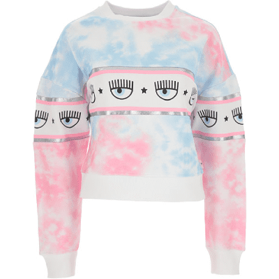 CHIARA FERRAGNI TIE DYE MAXILOGOMANIA SWEATSHIRTS WHITE