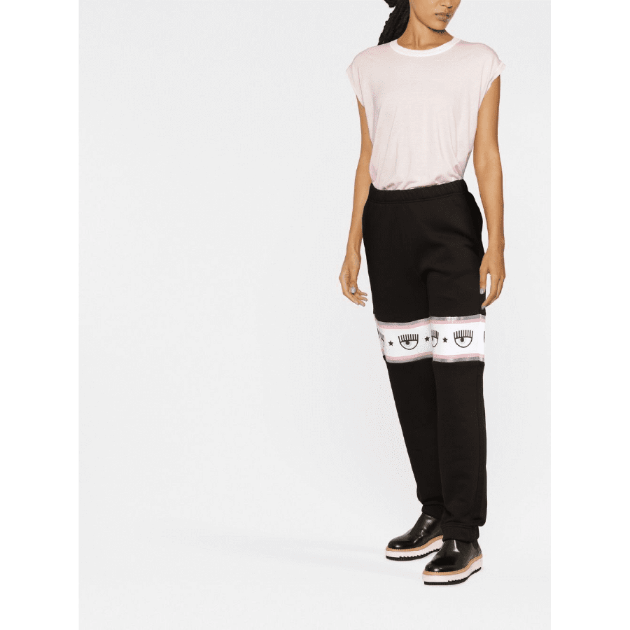 CHIARA FERRAGNI LOGOMANIA-PANEL TRACK PANTS BLACK