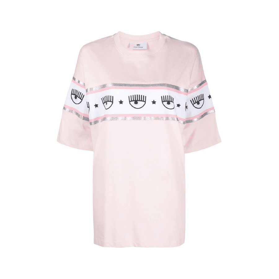 CHIARA FERRAGNI MAXILOGOMANIA T-SHIRT LIGHT PINK