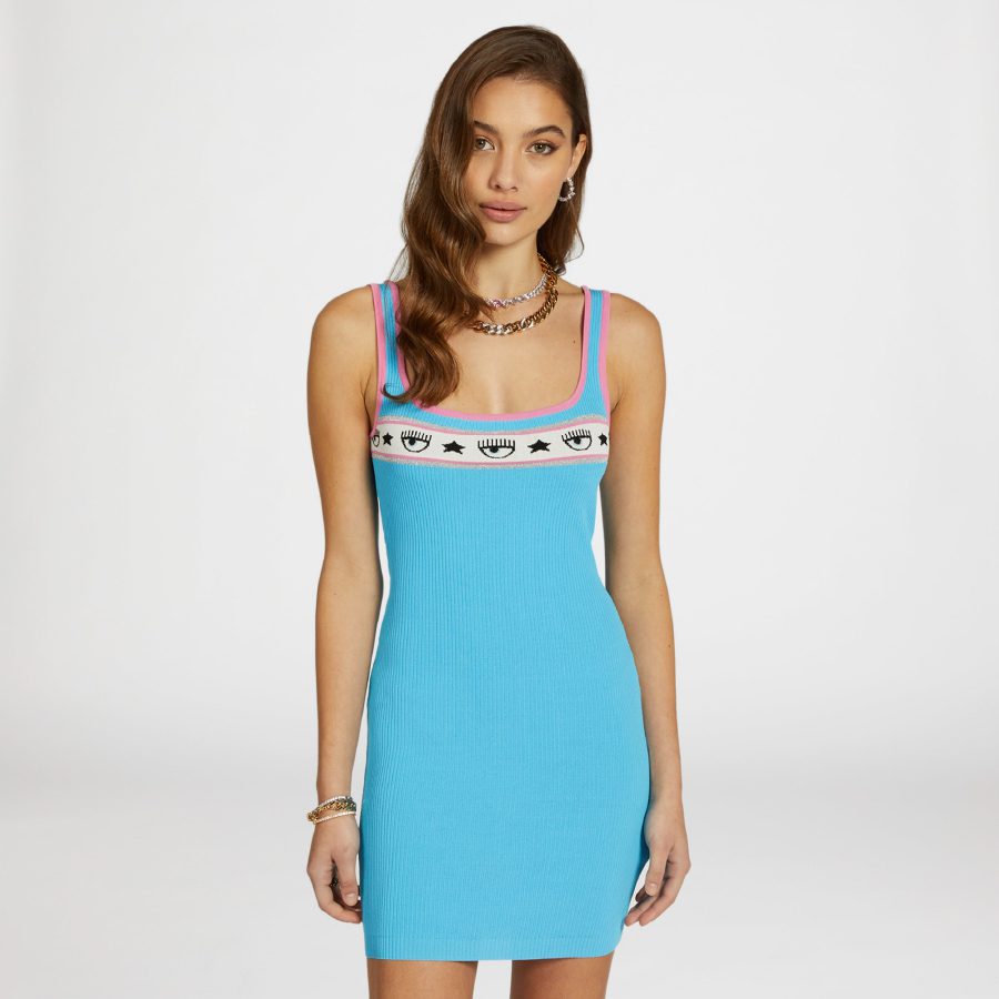 M03 LOGOMANIA DRESS AQUARIUS