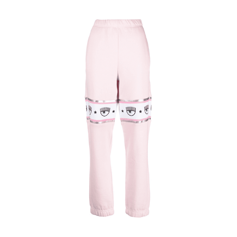 CHIARA FERRAGNI LOGOMANIA-PANEL TRACK PANTS LIGHT PINK