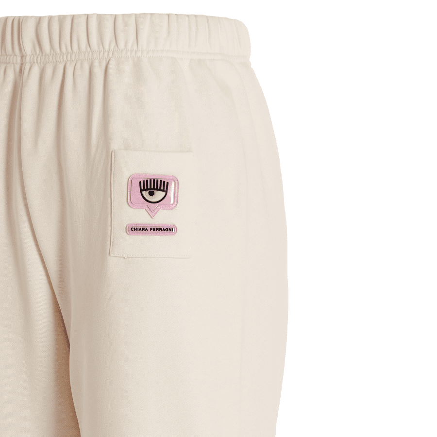 CHIARA FERRAGNI EYE LIKE PATCH TROUSERS EGGNOG