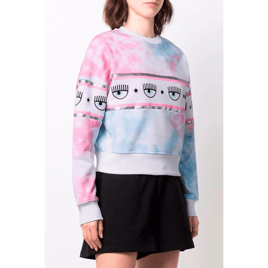 CHIARA FERRAGNI TIE DYE MAXILOGOMANIA SWEATSHIRTS WHITE