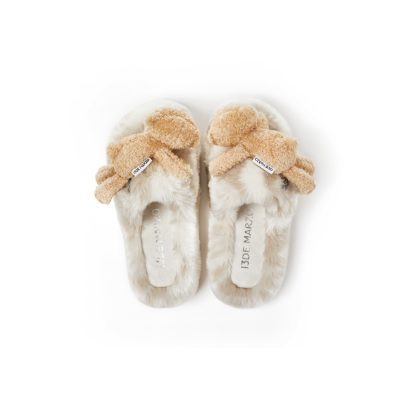 13De Marzo Plush Bear Furry Slipper Khaki