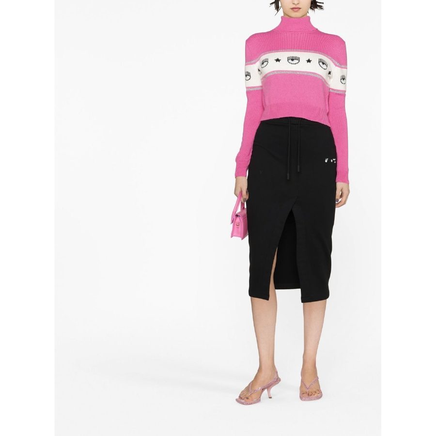 Chiara Ferragni intarsia-knit roll-neck jumper rose pink