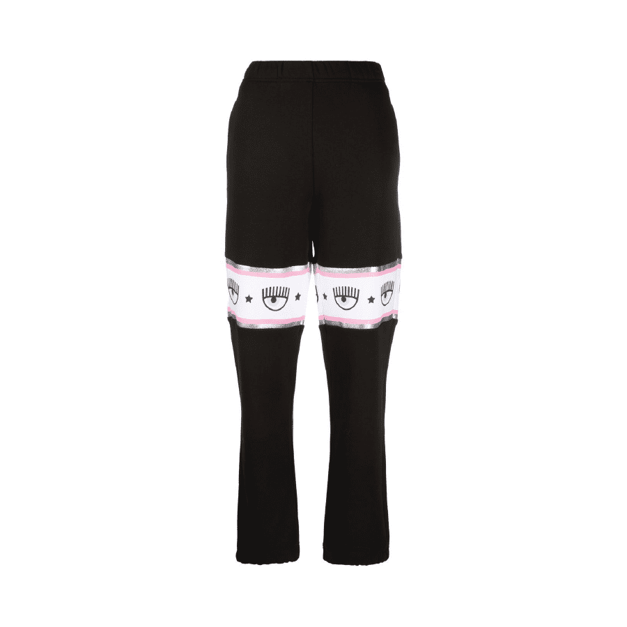 CHIARA FERRAGNI LOGOMANIA-PANEL TRACK PANTS BLACK
