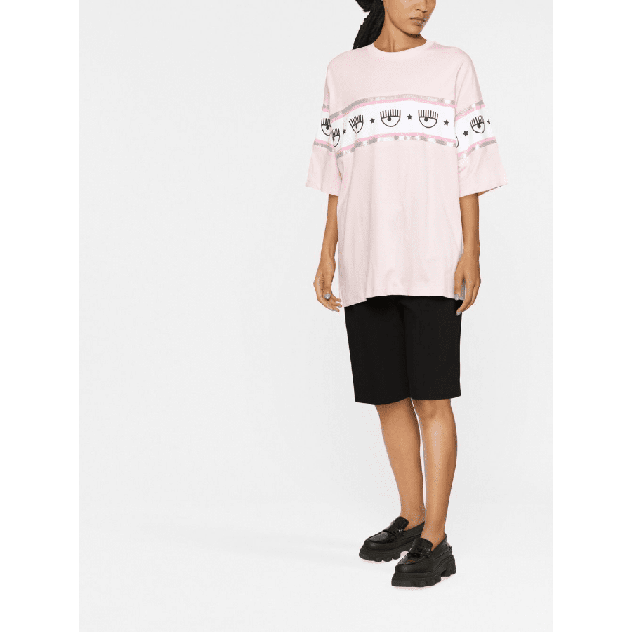 CHIARA FERRAGNI MAXILOGOMANIA T-SHIRT LIGHT PINK