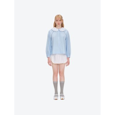 13DE MARZO Nighty Night Bear Double Collar Shirt Blue