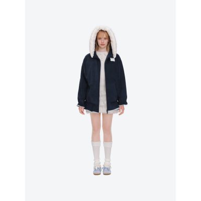 13DE MARZO Nighty Night Bear Lace Hoodie Navy Blue