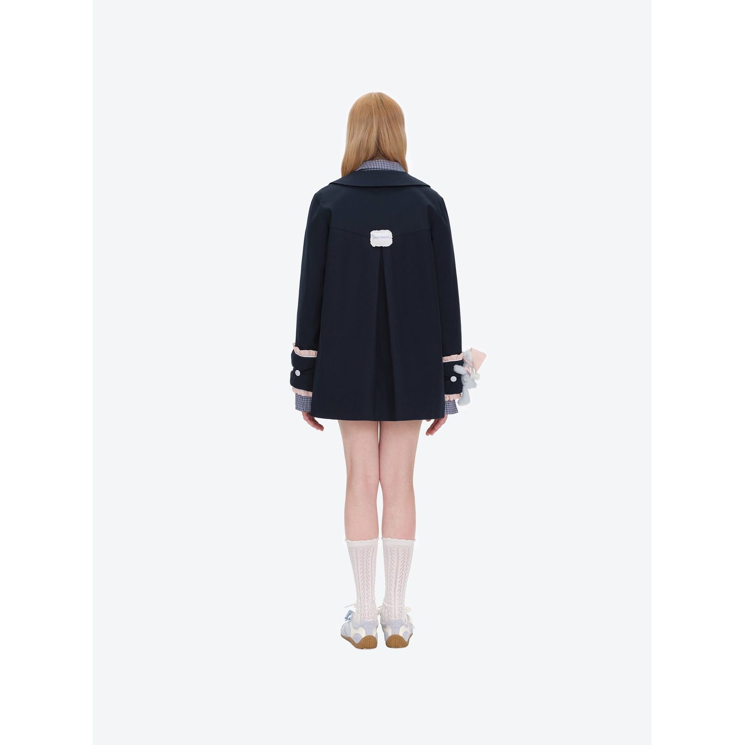 13DE MARZO Nighty Night Bear Trench Dress Navy Blue - Image 4