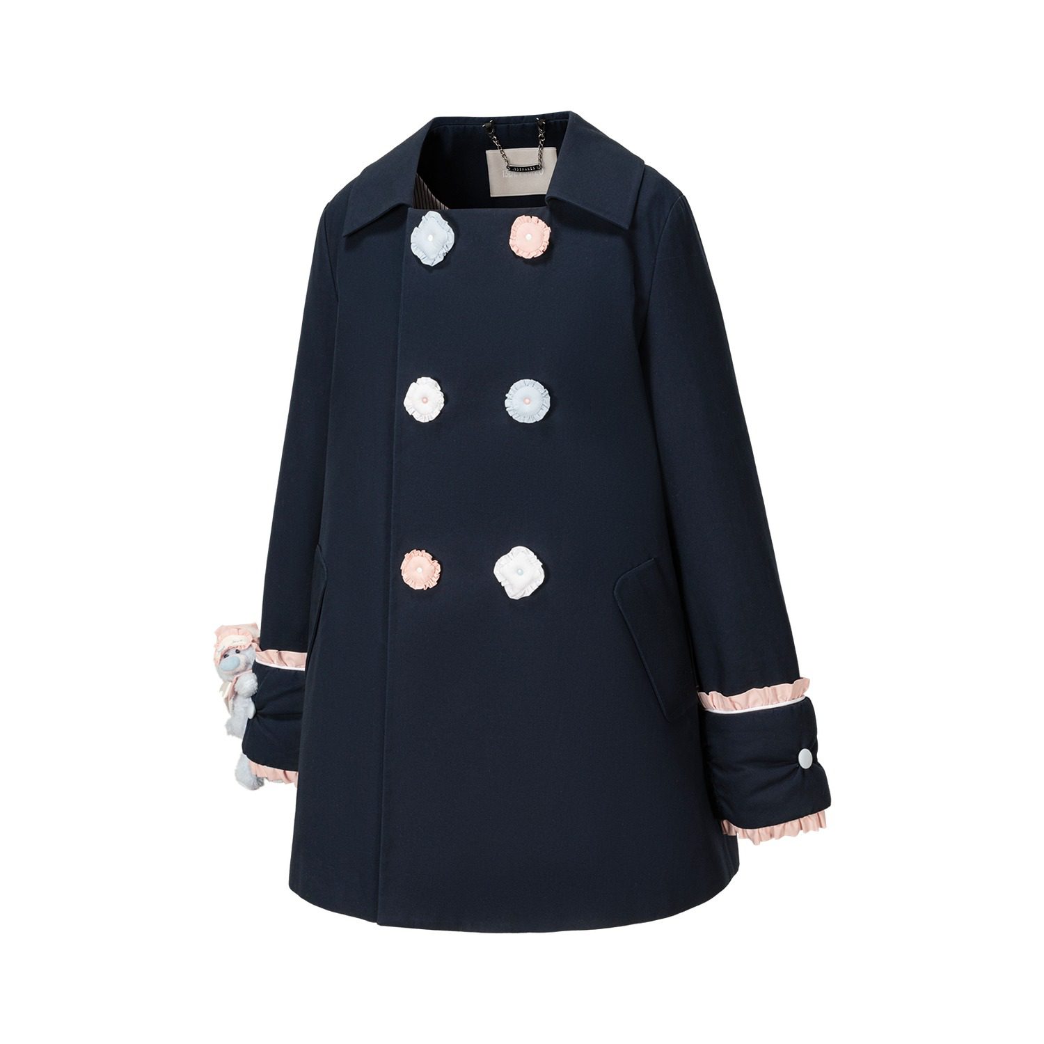 13DE MARZO Nighty Night Bear Trench Dress Navy Blue - Image 5