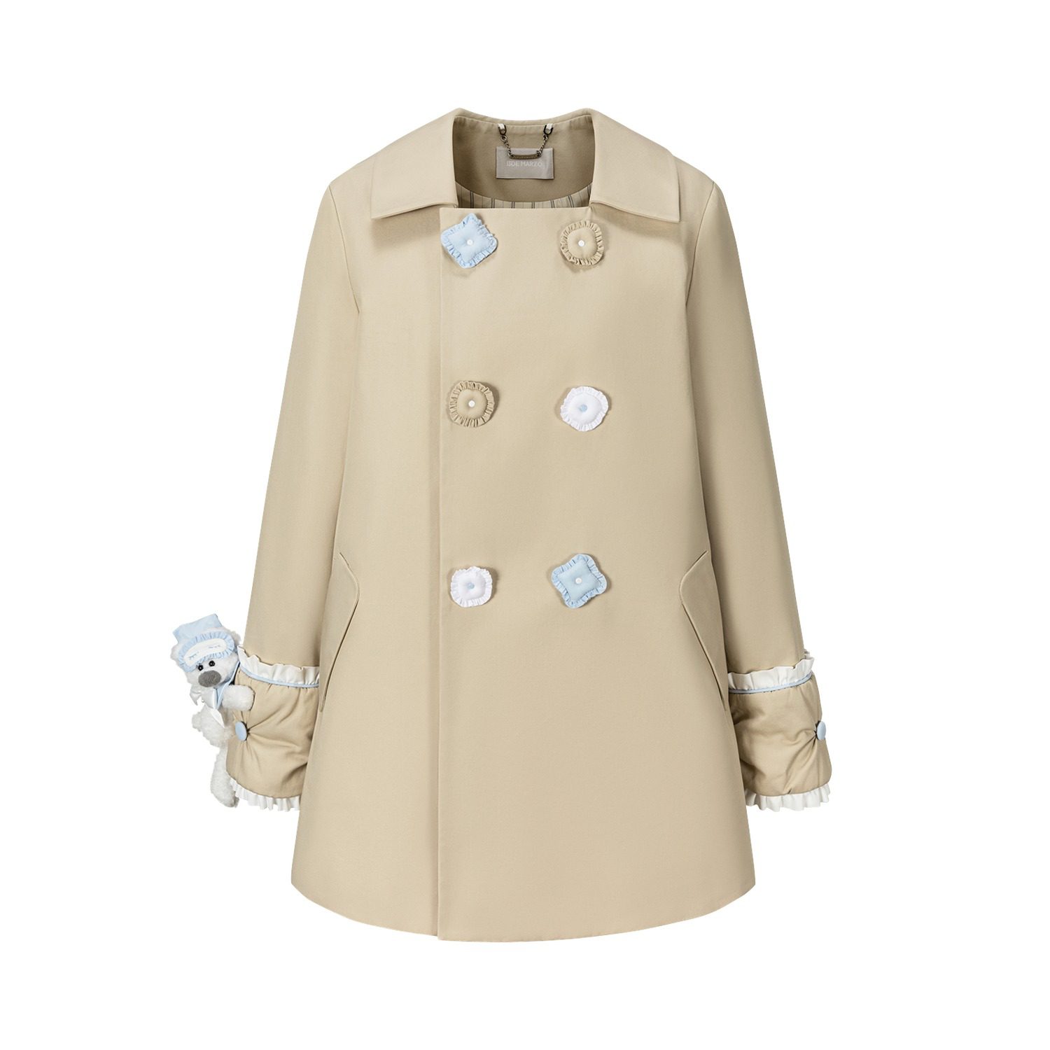 13DE MARZO Nighty Night Bear Trench Dress Khaki