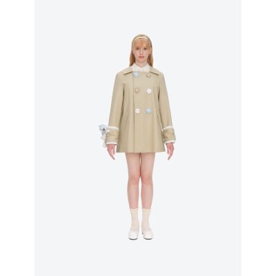 13DE MARZO Nighty Night Bear Trench Dress Khaki