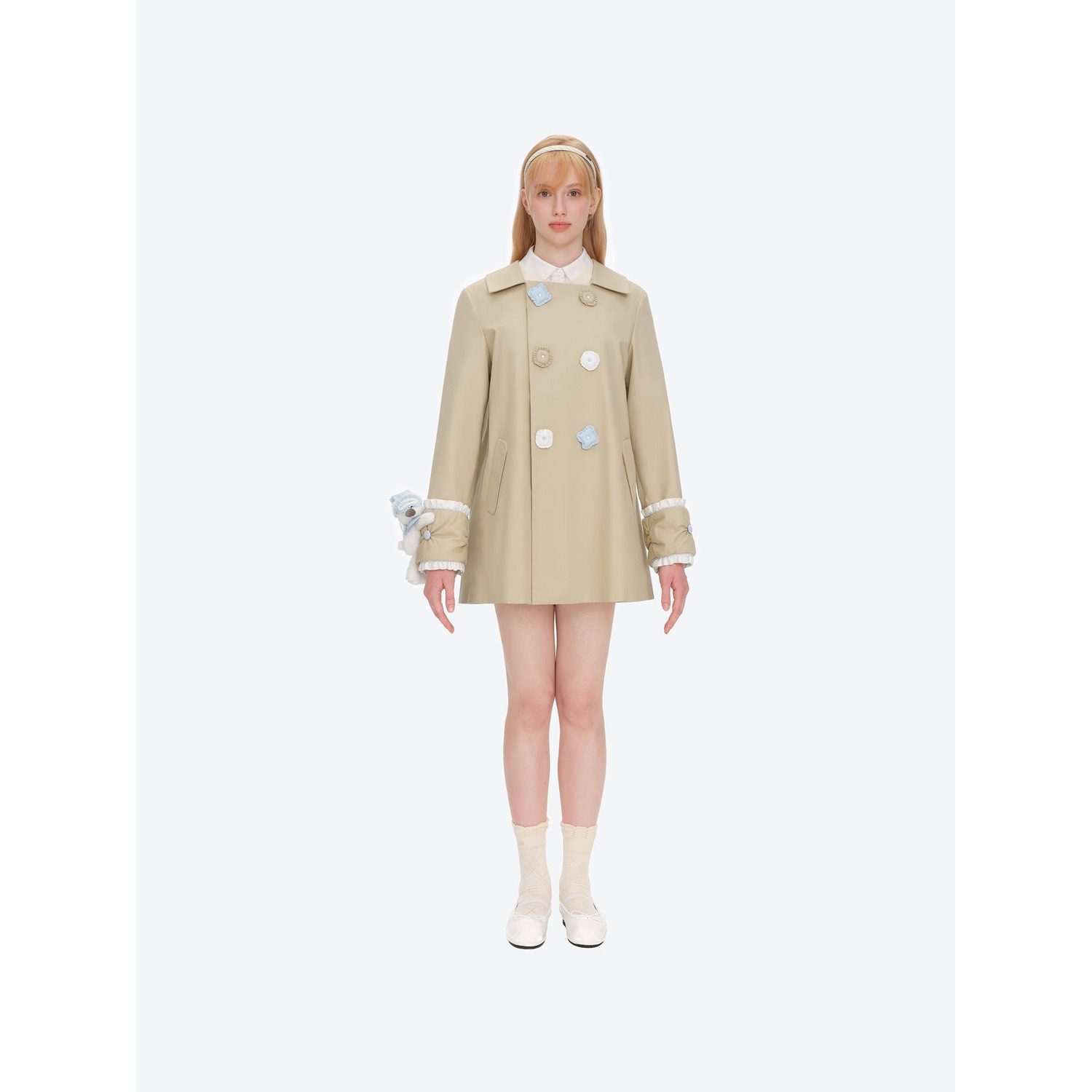 13DE MARZO Nighty Night Bear Trench Dress Khaki - Image 2
