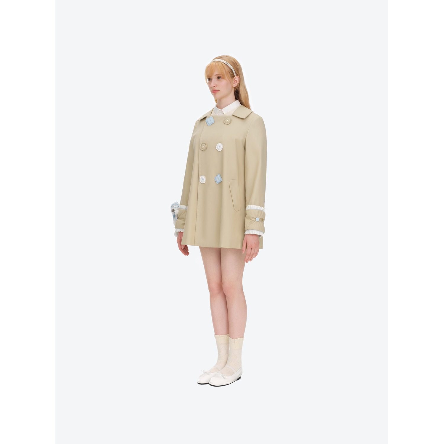 13DE MARZO Nighty Night Bear Trench Dress Khaki - Image 3
