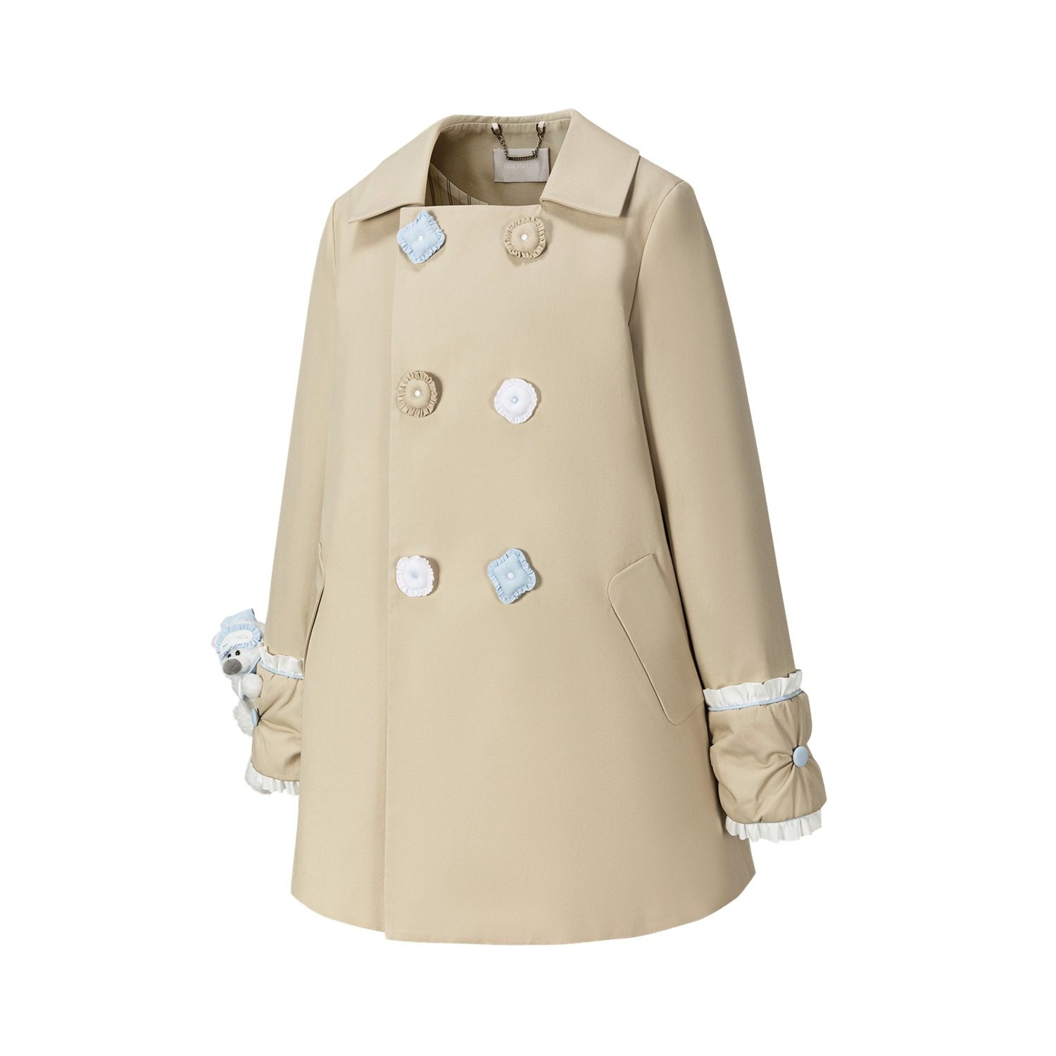 13DE MARZO Nighty Night Bear Trench Dress Khaki - Image 5