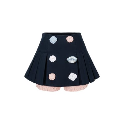 13DE MARZO Nighty Night Bear Pleated Skort Navy Blue