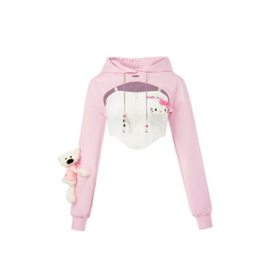 13De Marzo X Hello Kitty Sports Shorts Hoodie Pink