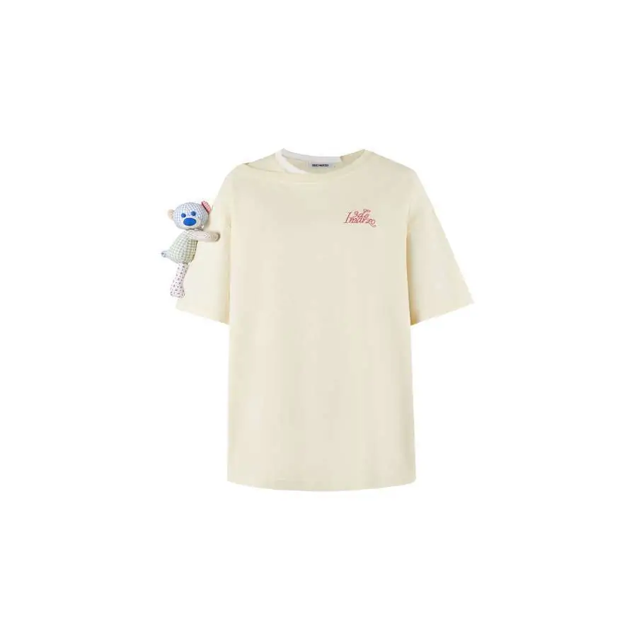 13De Marzo Malposition Collar Logo T-shirt Beige