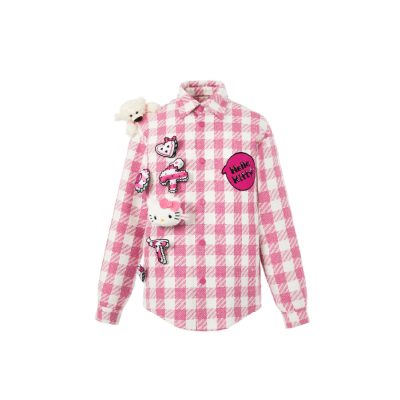 13De Marzo X Hello Kitty Plush Toy Plaid Shirt Pink