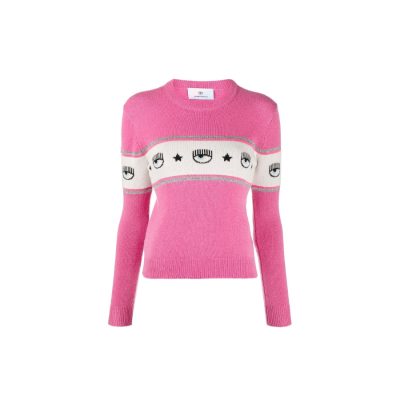 Chiara Ferragni logo-print long-sleeve jumper rose pink