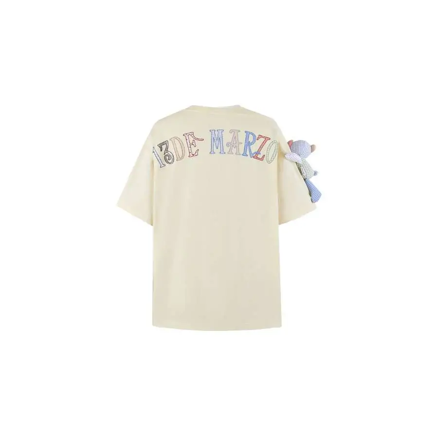 13De Marzo Malposition Collar Logo T-shirt Beige - Image 2