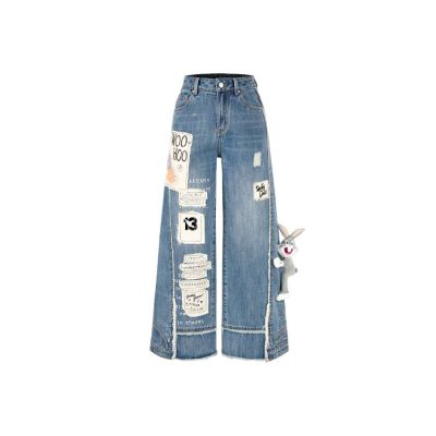 13DE MARZO x Looney Tunes Bugs Bunny Daffy Duck Jeans Washed Blue