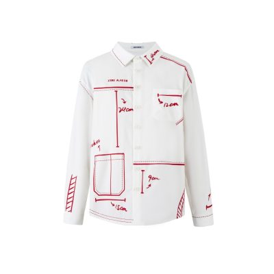 13De Marzo Plush Bear Sketch Line Shirt White