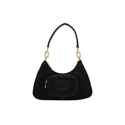 Chiara Ferragni Vicky Eyelike-Pocket Zipped Shoulder Bag Black