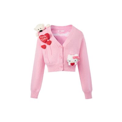 13De Marzo X Hello Kitty Heart Bear Cardigan Pink