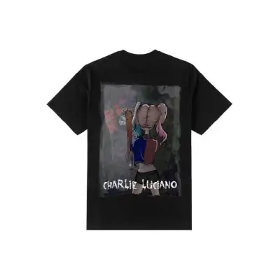 Charlie Luciano Harley Quinn Back View T-Shirt Black