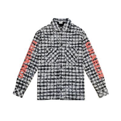 Charlie Luciano Red Logo Embroidered Tweed Overshirt