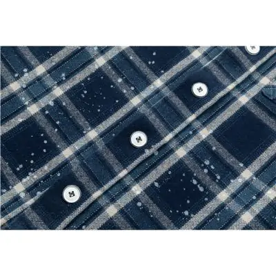 Charlie Luciano Snow White Print Retro Style Plaid Shirt Blue - Image 7