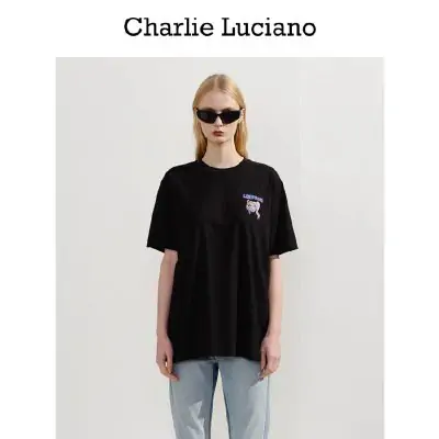 Charlie Luciano Harley Quinn Back View T-Shirt Black - Image 5
