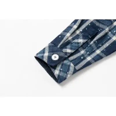 Charlie Luciano Snow White Print Retro Style Plaid Shirt Blue - Image 6