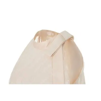 Guo Jingyi Champagne Shimmer Silk Dress with Tie and A-Swing - Image 11