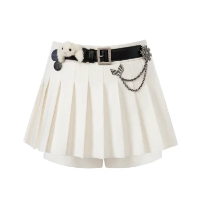 13De Marzo Badge Punk Knit Skirt Shorts White