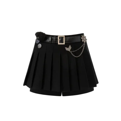 13De Marzo Badge Punk Knit Skirt Shorts Black