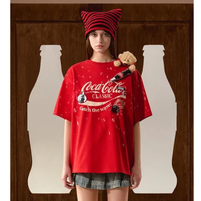 13De Marzo X Coca-Cola Bear Water Drop T-shirt Red