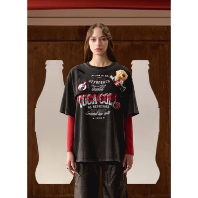 13De Marzo X Coca-Cola Bear Layered Logo T-Shirt Black