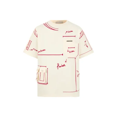 13De Marzo Sketch Line Pocket T-Shirt White