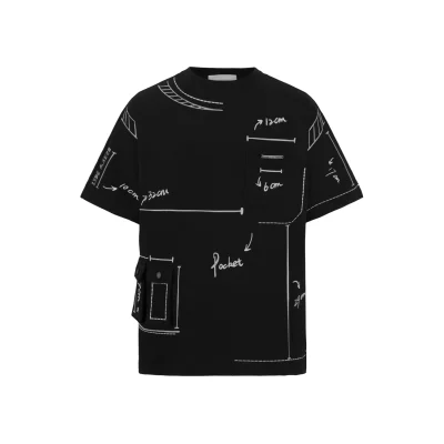 13De Marzo Sketch Line Pocket T-Shirt Black