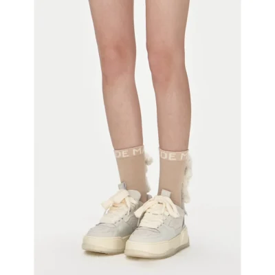 13De Marzo Versatile Calf-Length Sock Gift Box with Detachable Layered Socks Khaki+Pink
