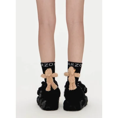 13De Marzo Versatile Calf-Length Sock Gift Box with Detachable Layered Socks Black+White