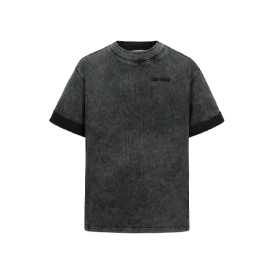 13DE MARZO Plush Bear Sequins Logo T-Shirt Washed Black