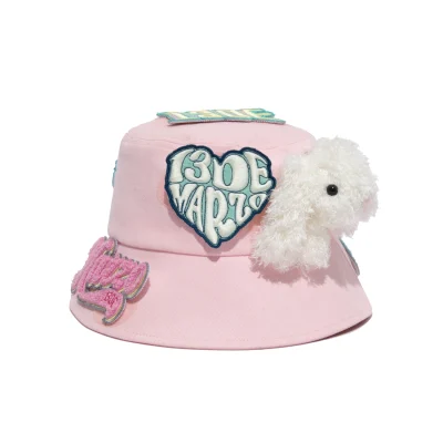 13DE MARZO Velcro Badges Bucket Hat Pink