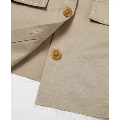 Charlie Luciano Cropped Shirt with Logo Collar Khaki - Image 5