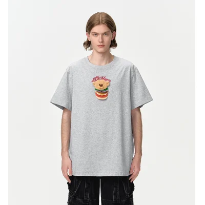 13DE MARZO Layered Hamburger T-Shirt Grey