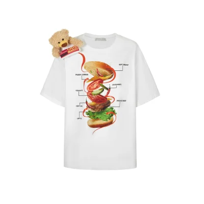 13DE MARZO Bear Hamburger Ingredient T-shirt White